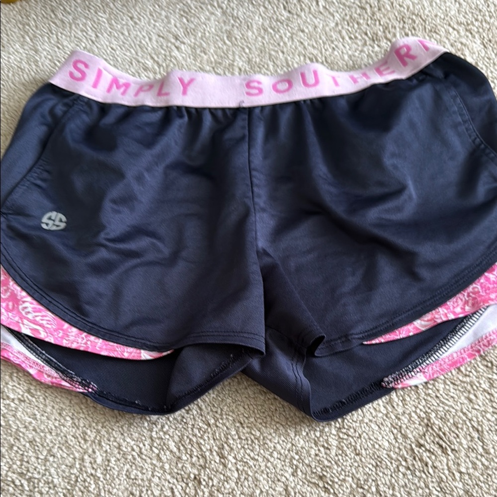 Simply Southern Blue and Pink Athletic Shorts